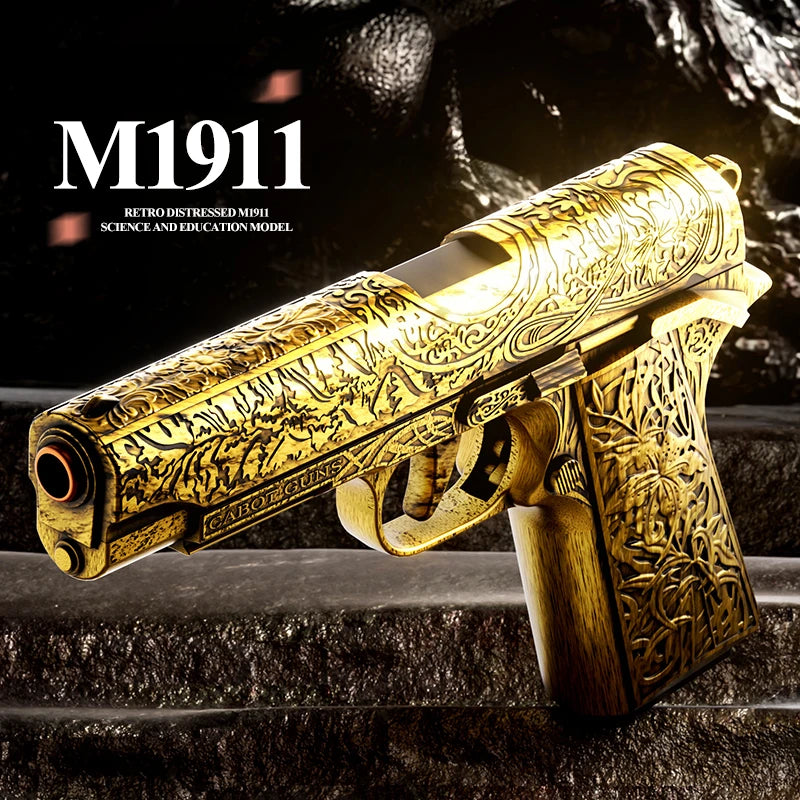 Carving 1911 Shell Throwing Pistol Continuous Firing Airsoft Blowback Empty Hanging Toy Gun Outdoor CS Weapon for Boys Adult