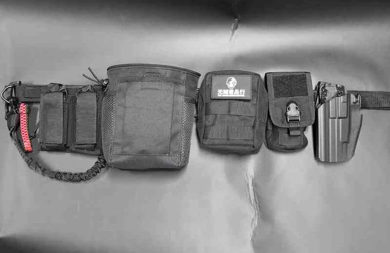 Full Set Of Outdoor Airsoft Belt Set, With Double Magazine Pouch, Phc Recovery Bag, Multi-Function Bag, G17 Quick-Draw Holster
