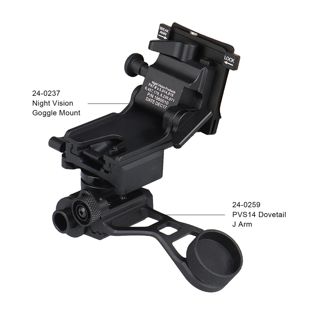 Metal PVS-14 J Arm NVG Mount Helmet Bracket Adapter for Hunting Airsoft PVS-14 Night Vision Goggles Dovetail J Arm gs24-0259