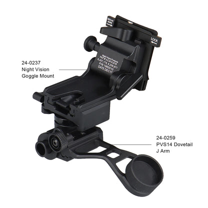 Metal PVS-14 J Arm NVG Mount Helmet Bracket Adapter for Hunting Airsoft PVS-14 Night Vision Goggles Dovetail J Arm gs24-0259