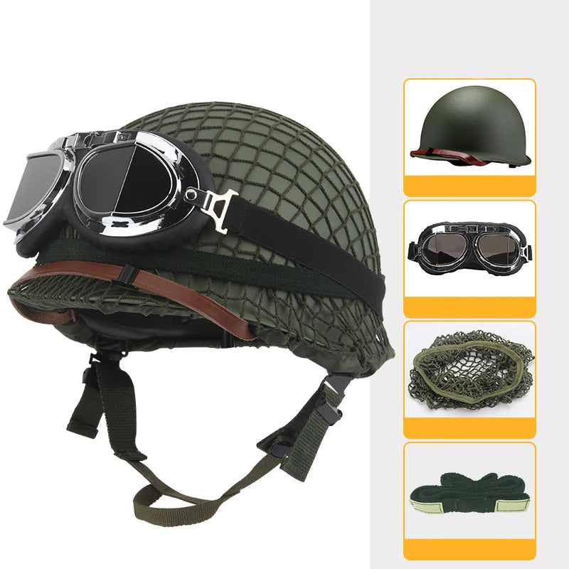 American M1 Double-Layer Steel Helmet Alloy Steel Military Fan Cos Riding Field Film and Television Special Tactical Helmet