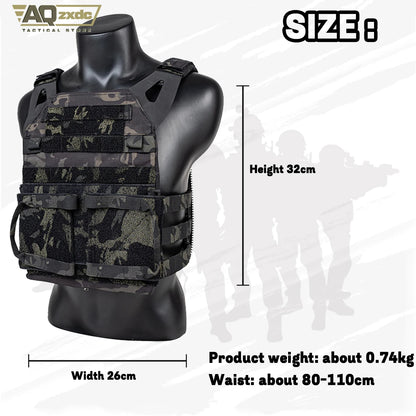 AQzxdc Tactical JPC2.0 Lightweight Tactical Vest with MK5 Panel Military Fan Vest Outdoor Sports Vest Airsoft Plate Carrier