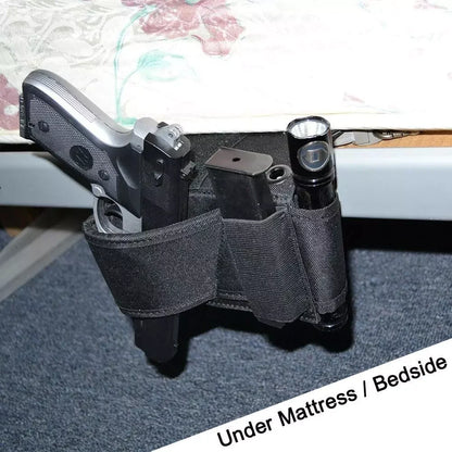AQzxdc Tactical Under Mattress Bed Handgun Holster with Tactical Flashlight Loop Under Mattress Bed Pistol Holster