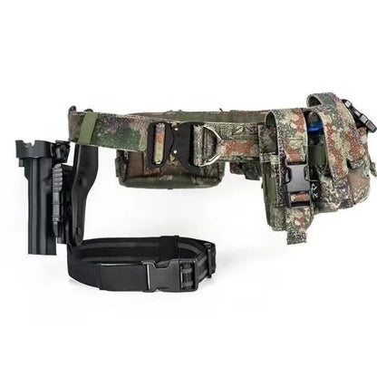 Military Camouflage Belt Set With Double Mag Bag & Folding Storage Bag & Sundries Bag & Double Grenade Bag & Quick Draw Holster