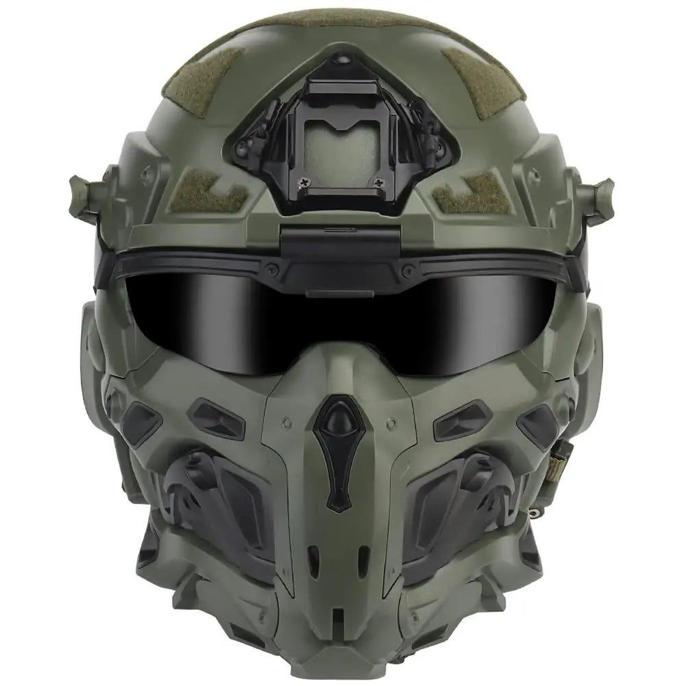 AQzxdc Fully Wrapped Paintball Helmet, Integrated Helmets, Masks, Goggles, Defogging Fans, All-in-One Design, Detachable Mask