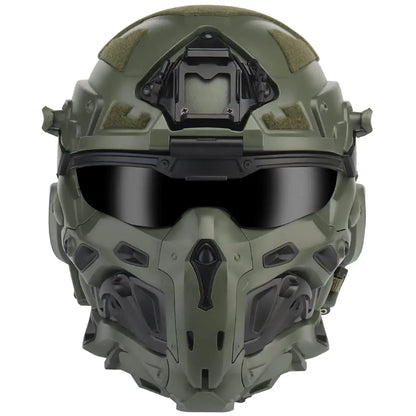 AQzxdc Fully Wrapped Paintball Helmet, Integrated Helmets, Masks, Goggles, Defogging Fans, All-in-One Design, Detachable Mask