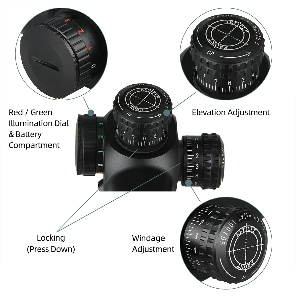 Hunting Rifle Scope Canis Latrans 2.5-10X26 FFP Magnifier Riflescope Shooting Opticl Sight Hunting Red Green Illuminated 1-0253