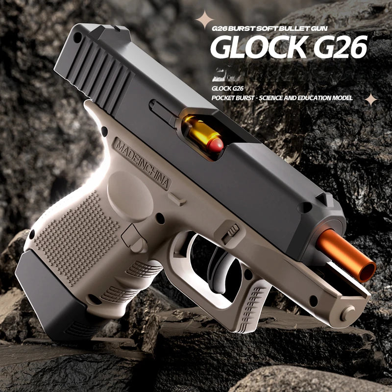 Mini G26 Empty Hanging Shell Ejecting Toy Gun Soft Bullet Blaster Toy Black Pistol for Kids Boys Girls Gift