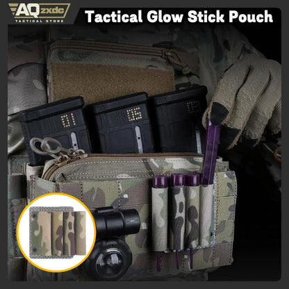 AQzxdc Tactical Glow Stick Pouch Chemlight Pen Holder Flashlight Battery Organizer Molle Gear Glow Sticks Panel for Airsoft Game