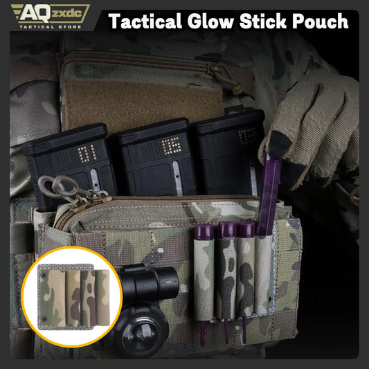 AQzxdc Tactical Glow Stick Pouch Chemlight Pen Holder Flashlight Battery Organizer Molle Gear Glow Sticks Panel for Airsoft Game