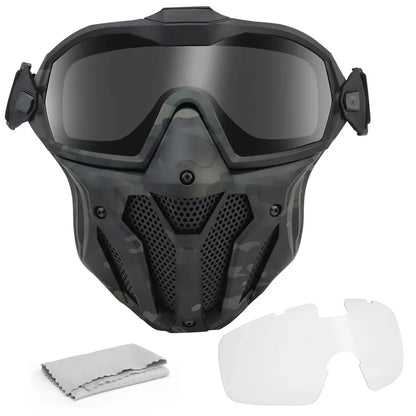 AQzxdc Tactical Airsoft Paintball Face Mask With Fan Breathable Anti-fog Full Face Mask Hunting Shooting Militar Protective Mask