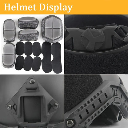 AQ Tactical Helmet Sets, Outdoor Gear with Military Headset & Binoculars & Goggles, Heavy Men's Full Set of Paintball Protective