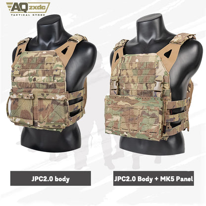 AQzxdc Tactical JPC2.0 Lightweight Tactical Vest with MK5 Panel Military Fan Vest Outdoor Sports Vest Airsoft Plate Carrier