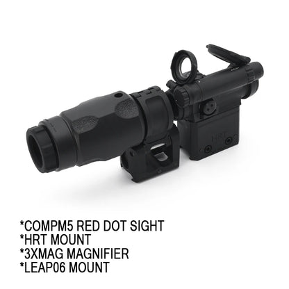 OPP Tactical Red Dot Sight M5 with 3XMAG Magnifier LRP and LEAP06 Mounts High Optical Centerline Combo