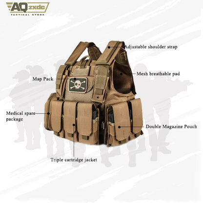 AQzxdc Outdoor Tactical Vest Molle Training Chalecos Tactico Combat Camouflage Plate Carrier Vest for Airsoft Paintball War Game