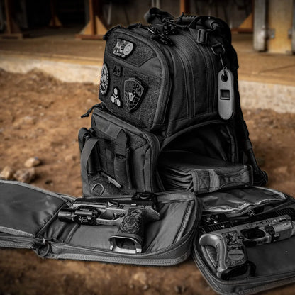 AQzxdc Tactical Range Backpack, Gun Bag for Handguns and Ammo, 3 Pistol Carrying Cases for Hunting Shooting Airsoft CS War Game