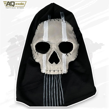 AQzxdc Cod Ghost mask V2 - Operador MW2 Airsoft COD Cosplay Airsoft Tactical Skull Full Mask with Reaper Ghost Luminous Gloves