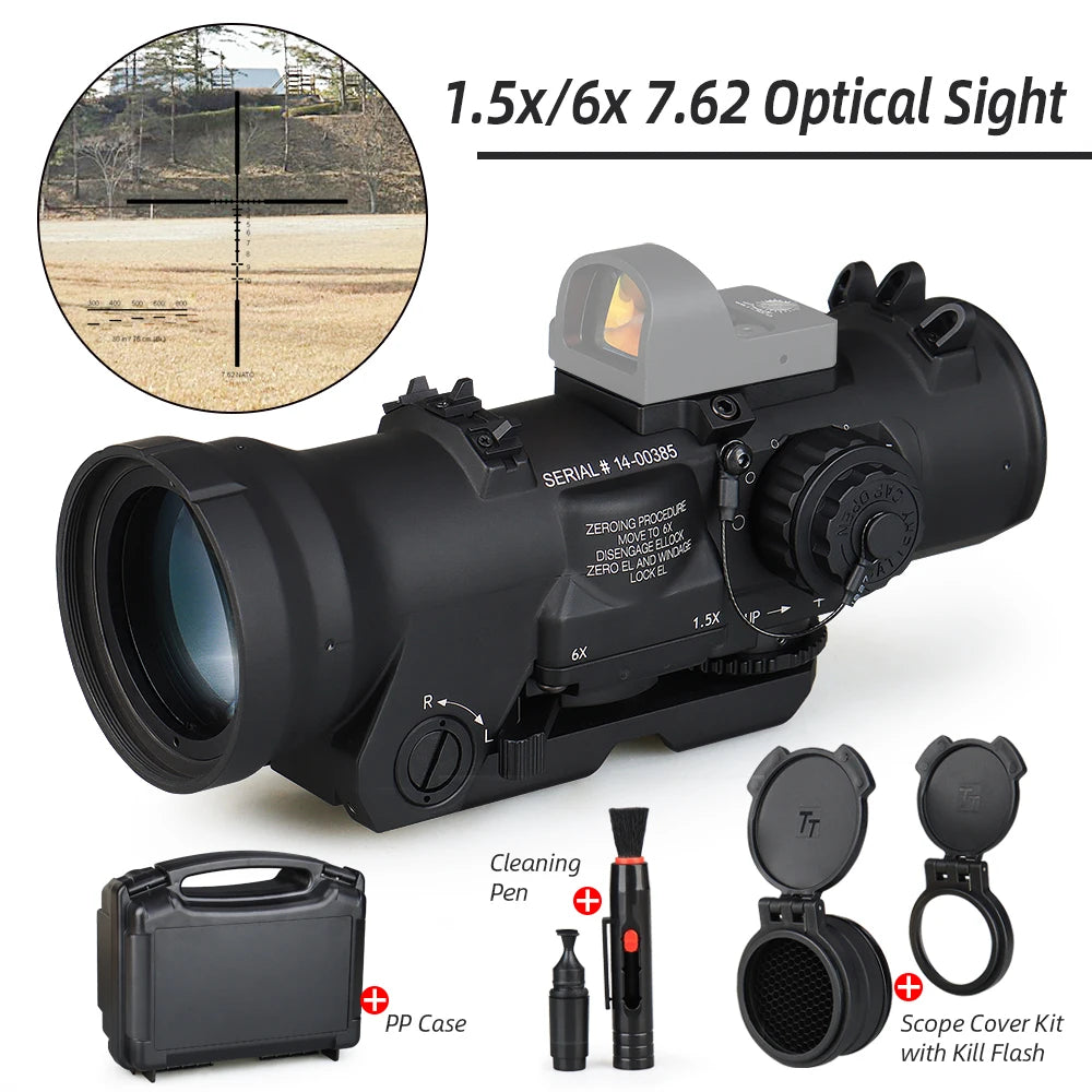 Hunting Scopes 1.5x 6x Zoom Optical Sight For Hunting Red Dot Illumination 1913 Picatinny rail compatible gs1-0409