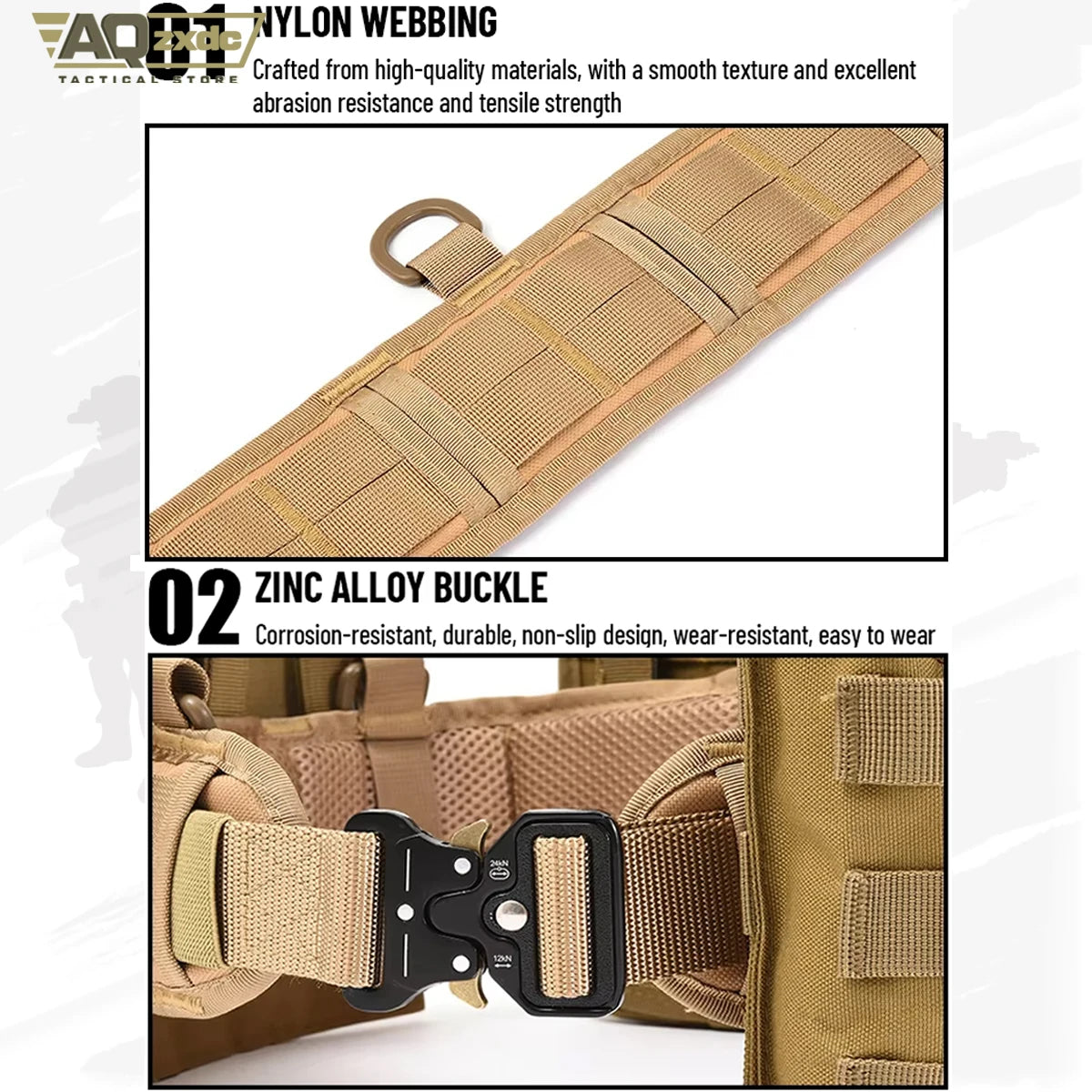 AQzxdc Tactical Assault Belt Set With Triple Magazine Bag & Triple Tool Bag & Multi-function Sundries Bag for Outdoor Training