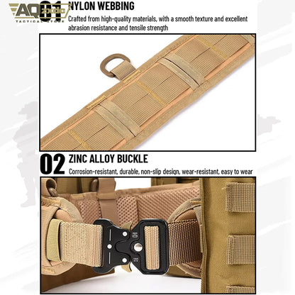 AQzxdc Tactical Assault Belt Set With Triple Magazine Bag & Triple Tool Bag & Multi-function Sundries Bag for Outdoor Training