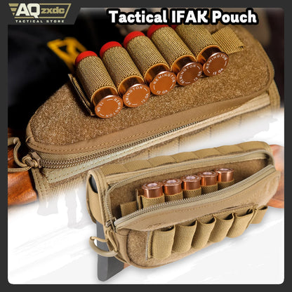 AQzxdc Tactical Gunstock Pouch Buttstock Shotgun Rifle Shell Holder for Cheek Rest Ammo Holder Pouch for Airsoft CS War Game