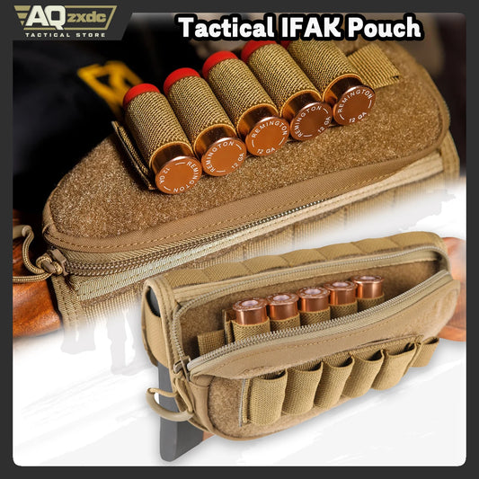 AQzxdc Tactical Gunstock Pouch Buttstock Shotgun Rifle Shell Holder for Cheek Rest Ammo Holder Pouch for Airsoft CS War Game