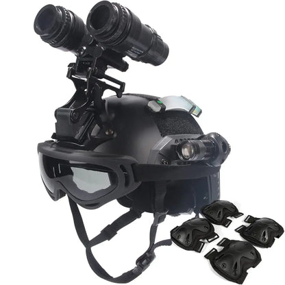 FAST Helmet, with Goggles, Flashlight, Flashing Lights, NVG Imitations, Knee and Elbow Pads, for Outdoor Games Airsoft Paintball