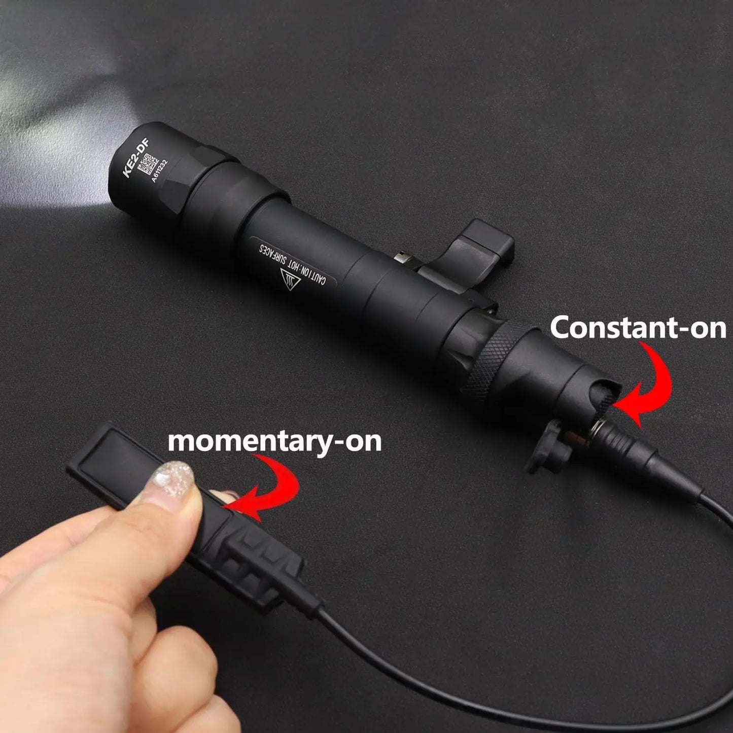 Tactical Dual Remote Pressure Switch Assembly for M300/M600 Series Weapon Lights, with Constant-on or Momentary-on Tape Switch