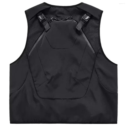 AQzxdc Tactical Function Sleeveless Cargo Jackets Y2K Mens Clothing High Street Multi-pocket Techwear Vest Chaleco Chaquetas