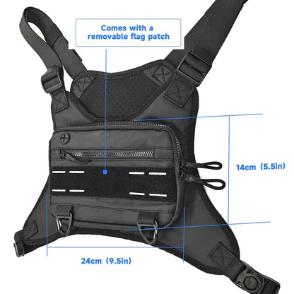 AQzxdc Sports Chest Bag, Adjustable Travel Chest Pack Tactical Breathable Running Vest Pouch for Hiking Hunting Cycling Fishing