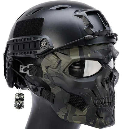 Tactical Helmet Sets with Skull Mask, Outdoor Paintball Protective Gear, Advanced EPP Pad, for Airsoft Hunting, Shooting CS