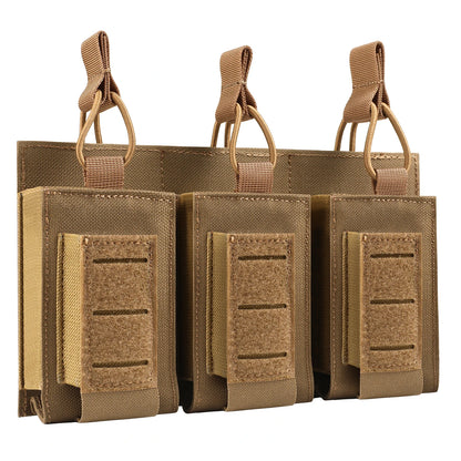 AQzxdc Tactical Triple Magazine Pouch Laser Cutting Hunting Bag Nylon Molle Mag for 5.56mm 9mm for Airsoft Paintball War Game
