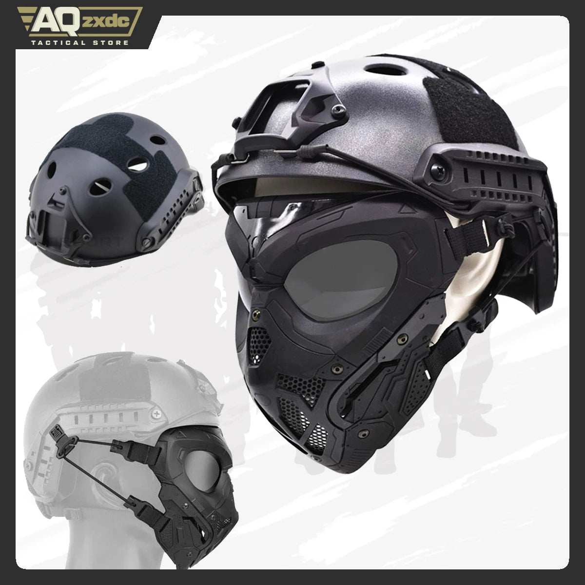 Tactical Protective Airsoft Mask Full Face Mask Dual Mode Wearing Design Adjustable Strap for Airsoft Paintball Game Movie Props