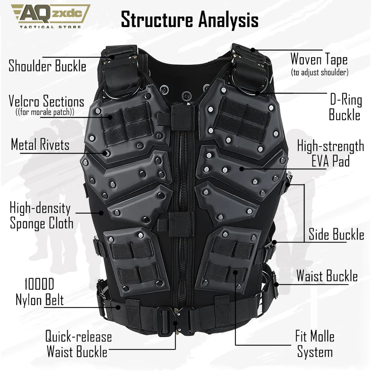 Tactical Airsoft Vest Body Armour Vest Molle Chest Protector Adjustable for Paintball CS Game for Men Airsoft Vest