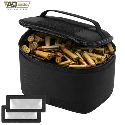 Tactical Ammo Bag, Detachable Inner Space Ammunition Carrier Pouch with ID Patches Ammos Transportation Bag for Pistol Rifle