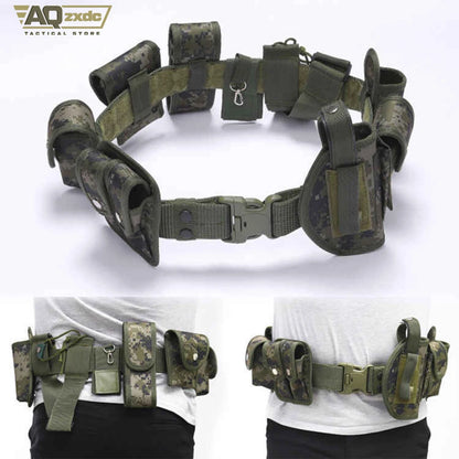 Children's Tactical Belt Set, Outdoor Modular Equipment System, Waist Belt with 9 Component Pockets for Police, Security Guard