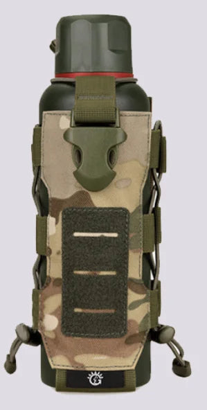 AQzxdc Molle Water Bottle Pouch，Military Molle Water Bottle Holder，Drawstring Open Top & Mesh Bottom Travel Water Kettle