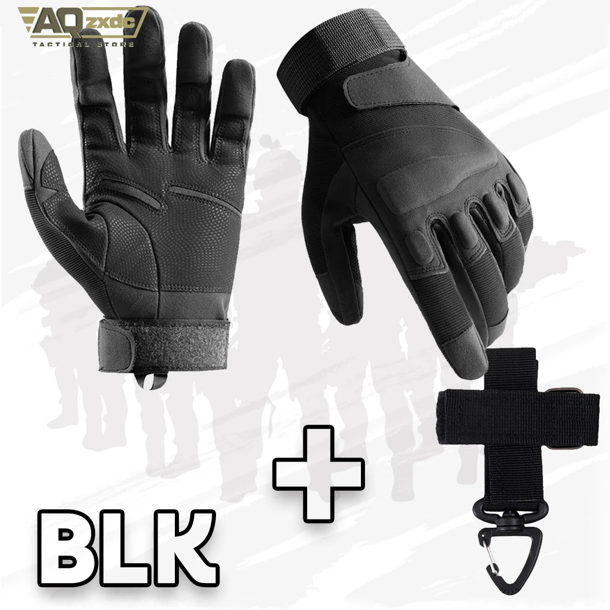 AQzxdc Tactical Assault Training Gloves Airsoft Full Finger Gloves with Glove Buckle & Knuckle Protection for Riding, Hunting