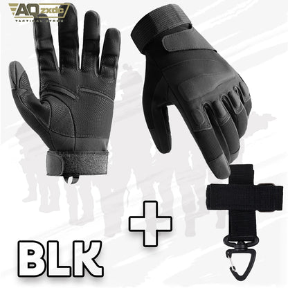 AQzxdc Tactical Assault Training Gloves Airsoft Full Finger Gloves with Glove Buckle & Knuckle Protection for Riding, Hunting