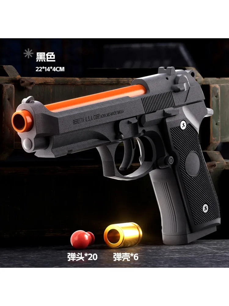 Throwing Shell Toy Gun Continuous Firing Soft Bullet Airsoft Launcher Outdoor Sports CS Game Weapon Pistol for Children Gift