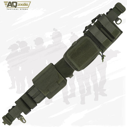 Tactical Assault Belt Set, Detachable Multifunctional 7-Piece Set with Double Magazine Pouch, Map Map, Sundry Bag & Glove Hook