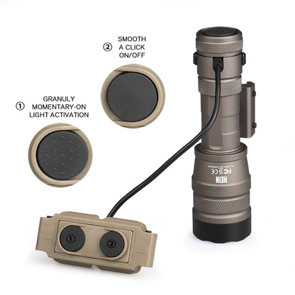 Tactical Flashlight LED Micro Light 1000 lumens Momentary Constant Function with Remote Press Switch For Hunting 15-0155