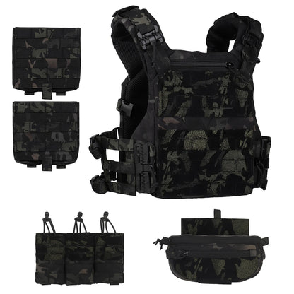 Tactical K19 Plate Carrier Set with Triple Magazine Pouch & Multifunctional Underbelly Pouch, Suitable for Airsoft Paintball CQB