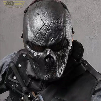AQzxdc Airsoft Mask, Skull Full Face Mask for Halloween Airsoft CS Game Cosplay and Masquerade