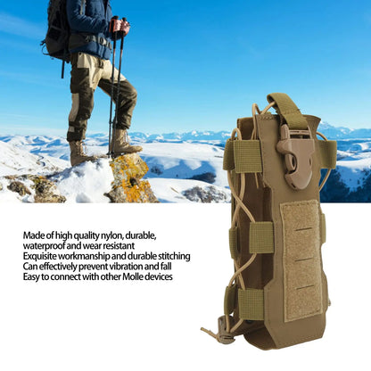 AQzxdc Molle Water Bottle Pouch，Military Molle Water Bottle Holder，Drawstring Open Top & Mesh Bottom Travel Water Kettle