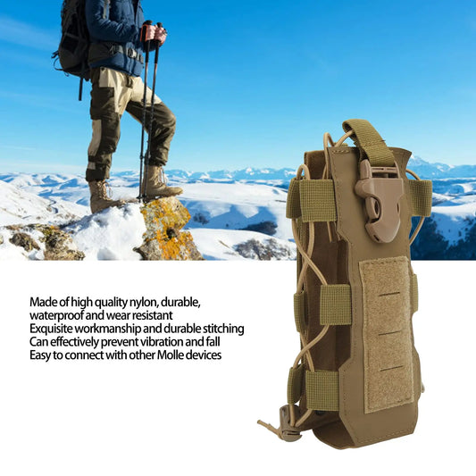 AQzxdc Molle Water Bottle Pouch，Military Molle Water Bottle Holder，Drawstring Open Top & Mesh Bottom Travel Water Kettle