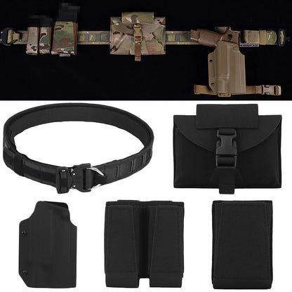 Tactical Battle Belt with 9/5.56mm Mag Pouch, P320 Holster, Ifak Medical Pouch Tactical Utility Duty Molle Belt Airsoft Belt Set
