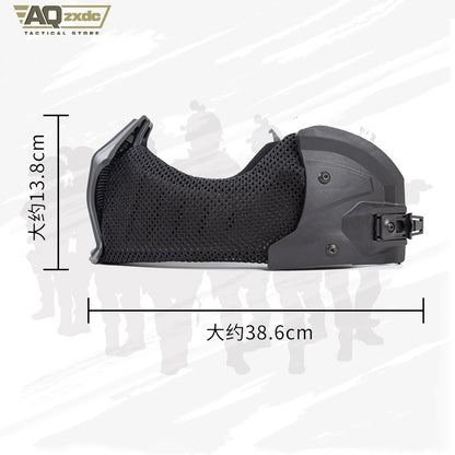AQzxdc Outdoor EX Helmet Special Mask Ear Face All-Terrain Mask Ear and Face Protection One Half Face Protection CS Field