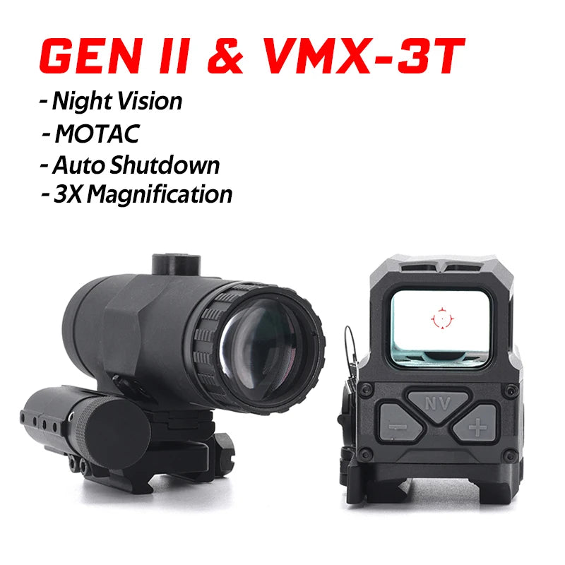 New UH1 RDS Red Dot Sight Gen II Tactical Mira Holografica with V3XM VMT-3X Magnifier For Airsoft Original Markings