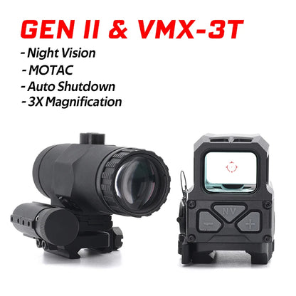 New UH1 RDS Red Dot Sight Gen II Tactical Mira Holografica with V3XM VMT-3X Magnifier For Airsoft Original Markings